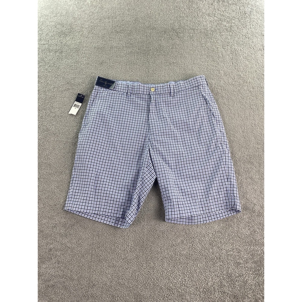 NWT Polo Golf Shorts Mens 36 Blue White Check Casual Preppy Ralph Lauren $64